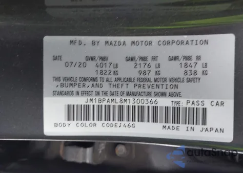 2021 Mazda Mazda3 Premium z USA, uszkodzony, nr VIN JM1BPAML8M1300366